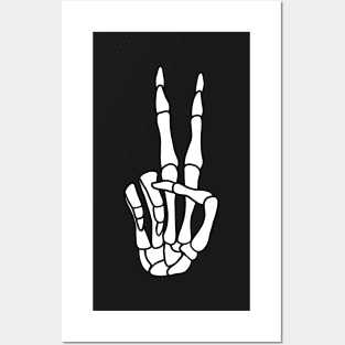 Peace Sign Skeleton Hand Posters and Art